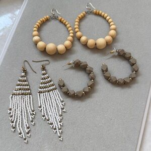 Earrings boho style Beaded Hoop Dangle Earrings Set